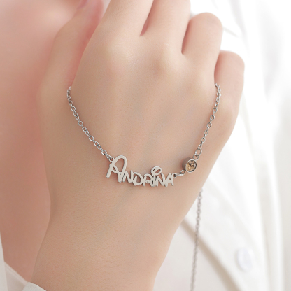 Custom Name and Birthstone Designer Necklace 