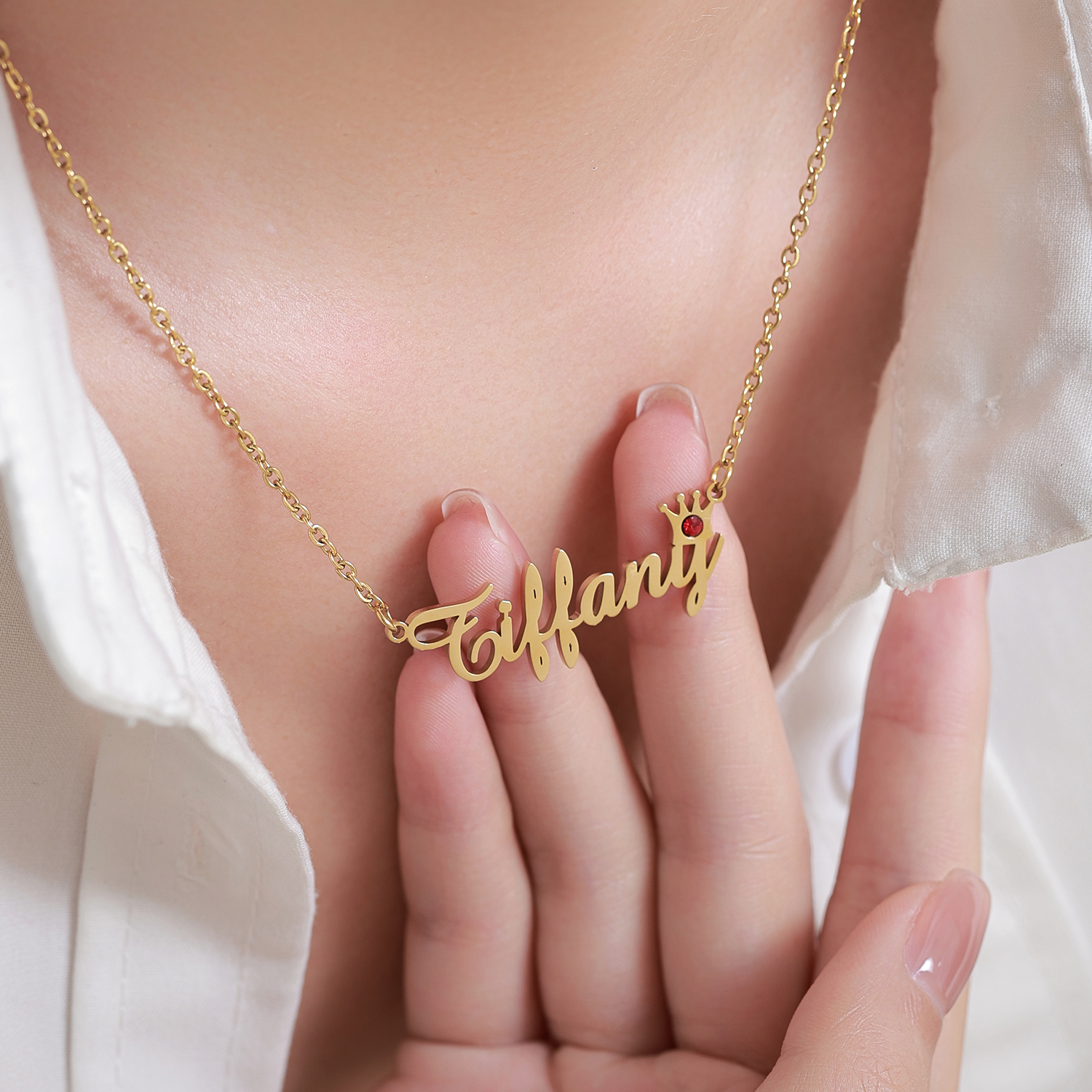 [Copy]Custom Name Necklace with Shining Birthstones