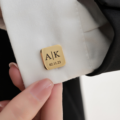 Six Styles of Square Custom Text Cufflinks