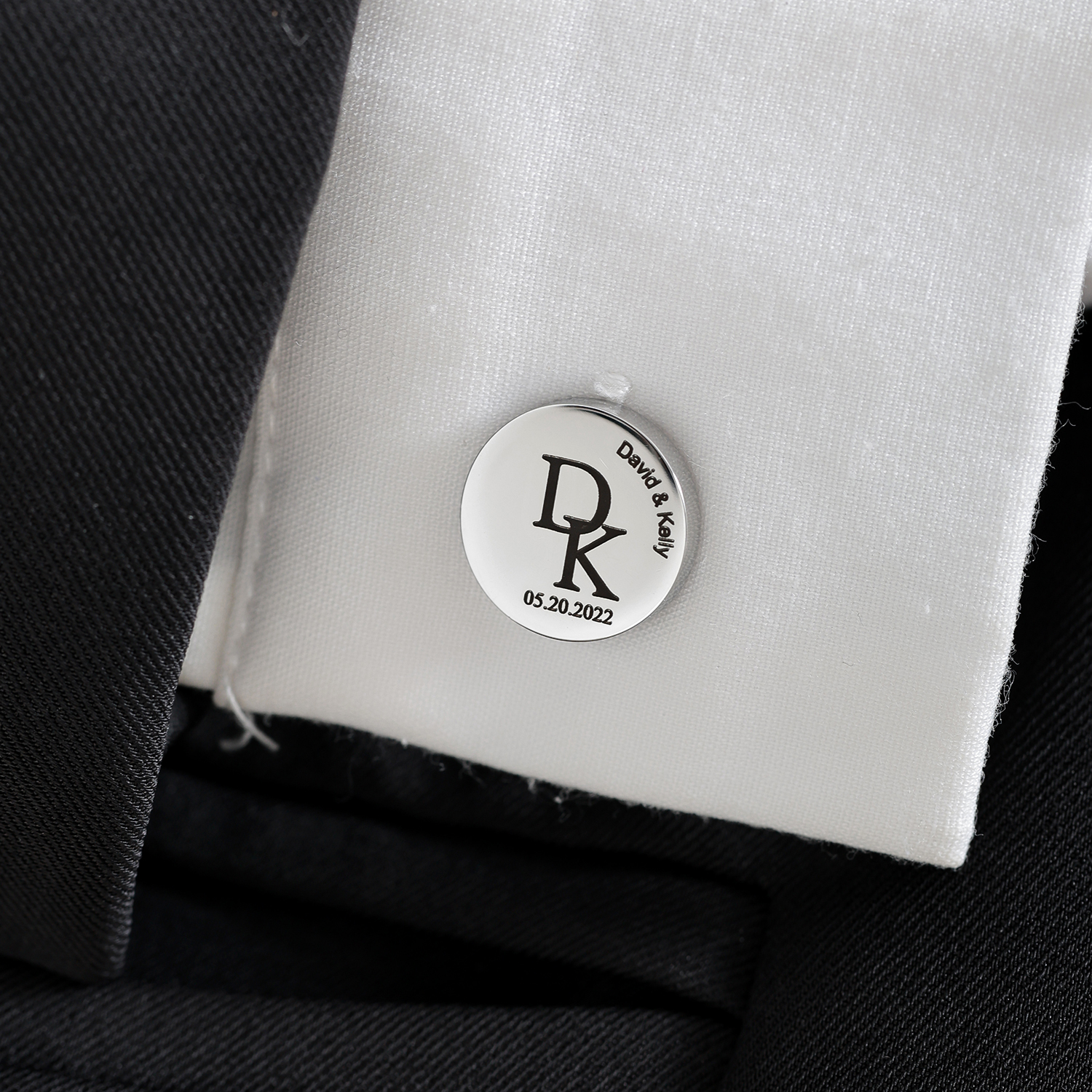 Eight Styles of Round Custom Text Cufflinks