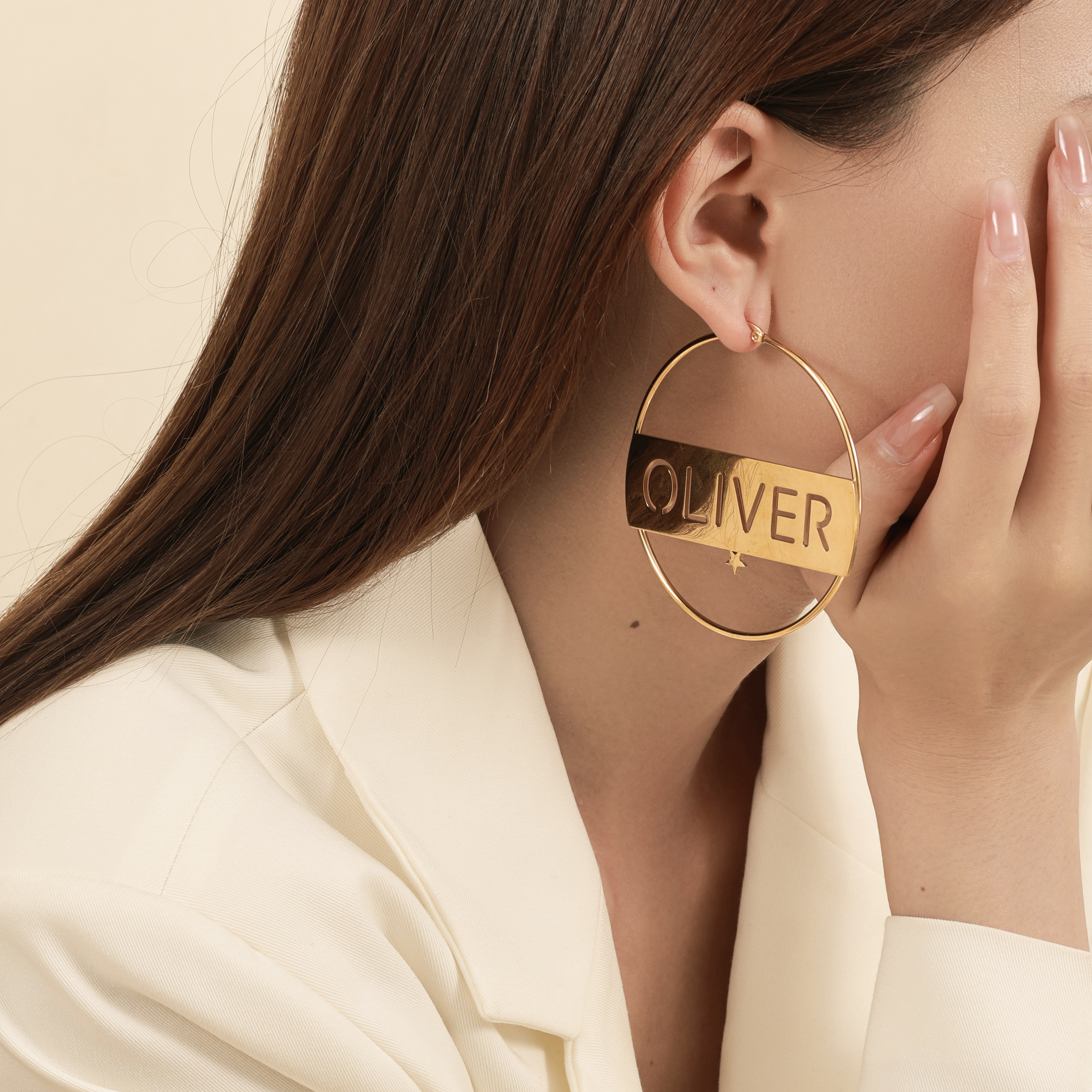 Designer Circular Ring-Shaped Earrings Customized with Names