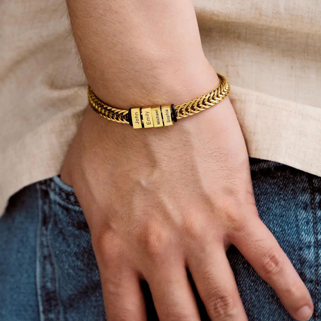 Men‘s Personalized Multi Name Engraved Bracelet