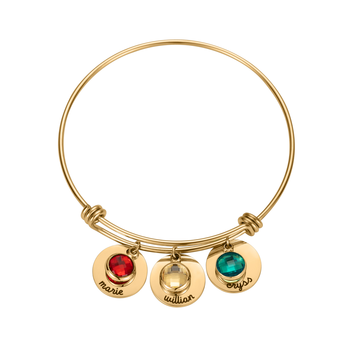 Custom Engraved Family Names Bracelets with Birthstones