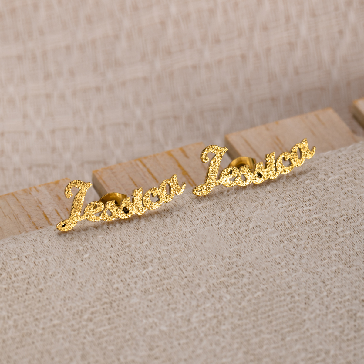 Sand-Pressed Customized Name Earrings