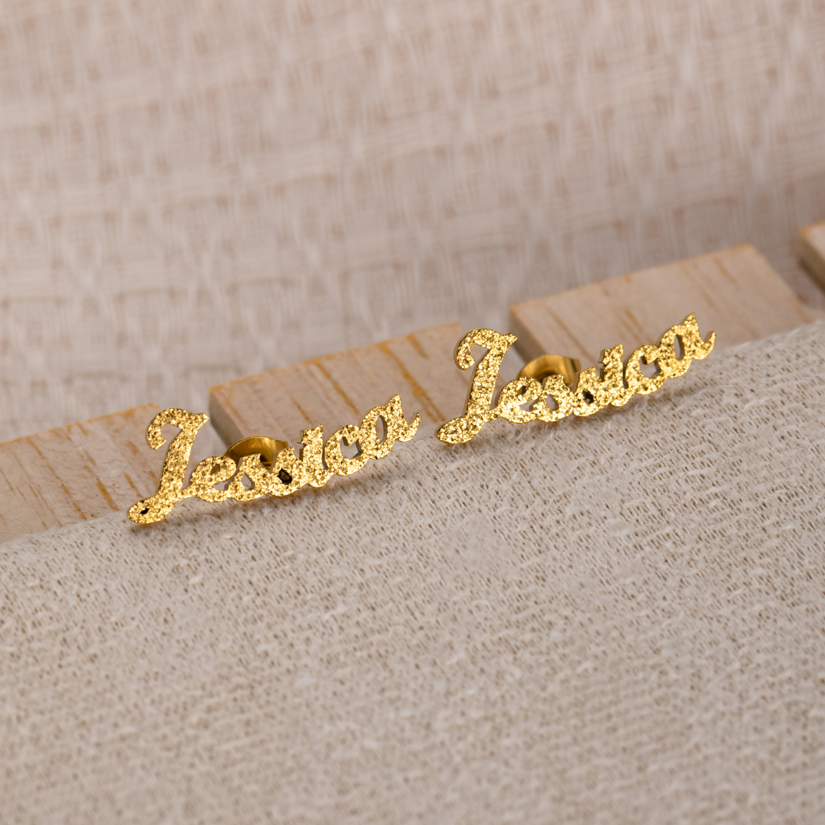 Sand-Pressed Customized Name Earrings