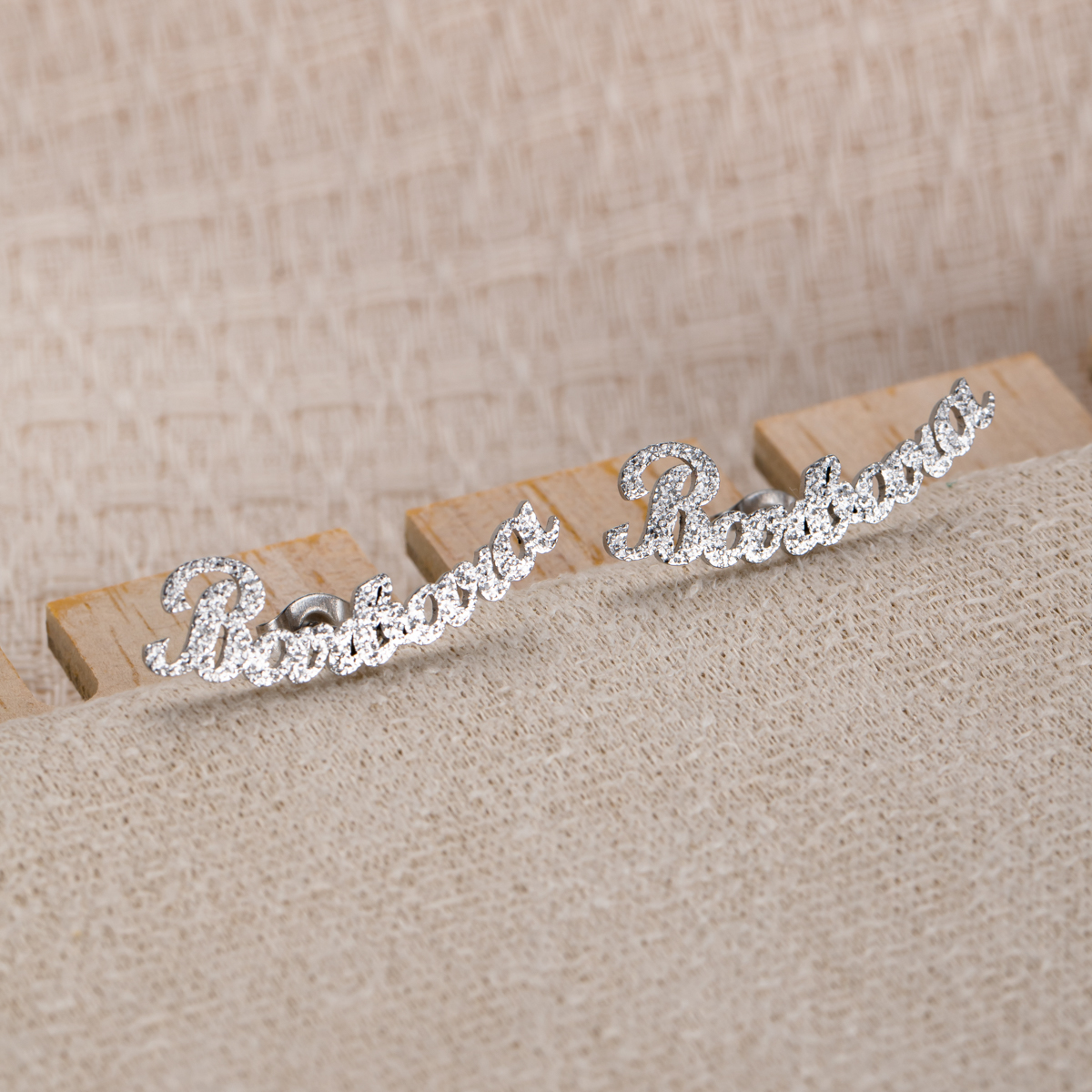 Sand-Pressed Customized Name Earrings