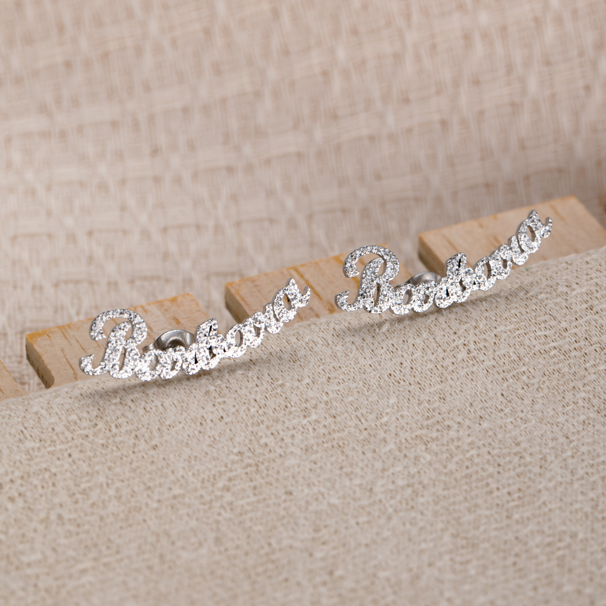 Sand-Pressed Customized Name Earrings