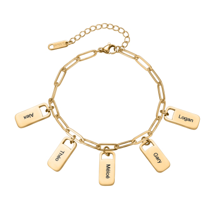  Custom Multiple Names bracelet of Rectangular Pendants