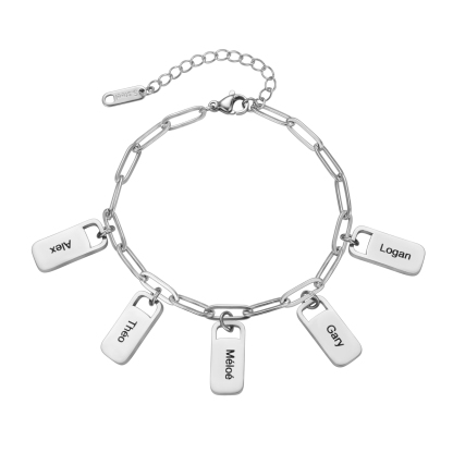 Custom Multiple Names bracelet of Rectangular Pendants