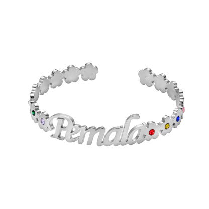 Custom Name Bangle With Rhinestone