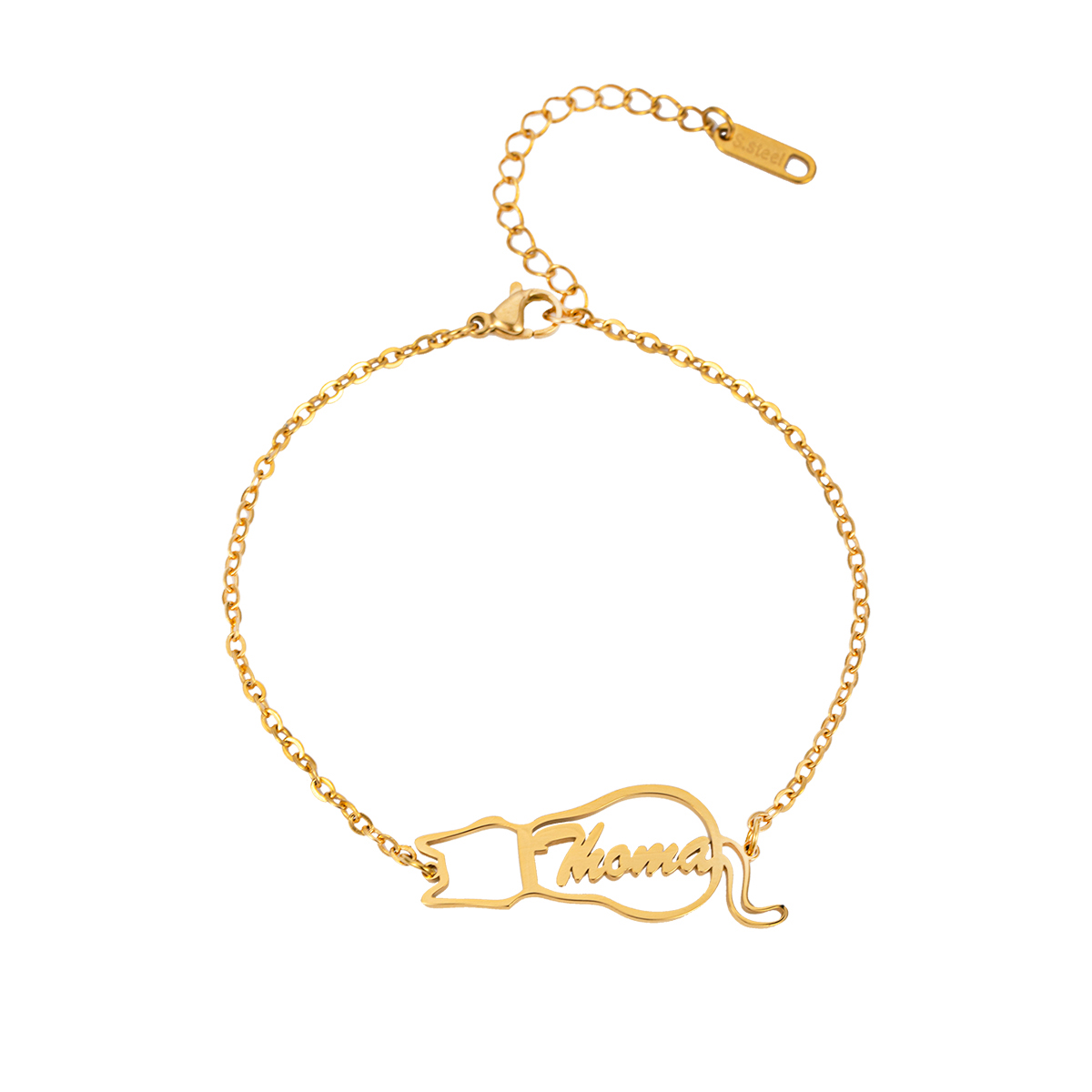 Custom Name Bracelets and Anklein of Cat Shaped Gift for Pet Lovers