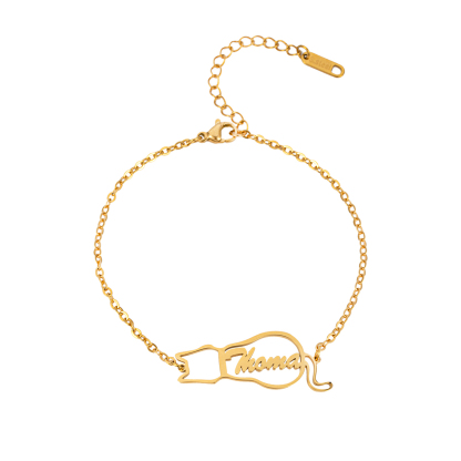 Custom Name Bracelets and Anklein of Cat Shaped Gift for Pet Lovers