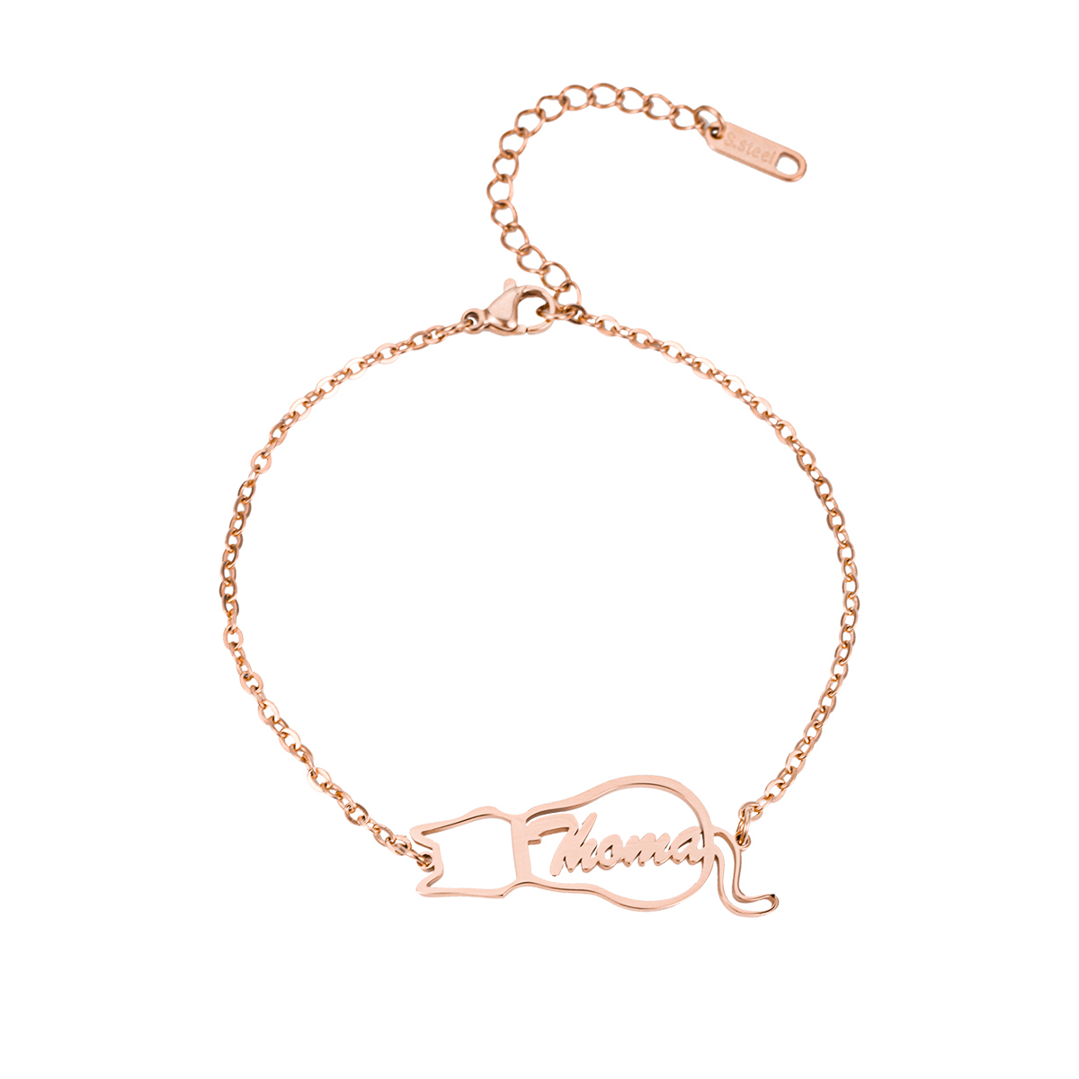 Custom Name Bracelets and Anklein of Cat Shaped Gift for Pet Lovers