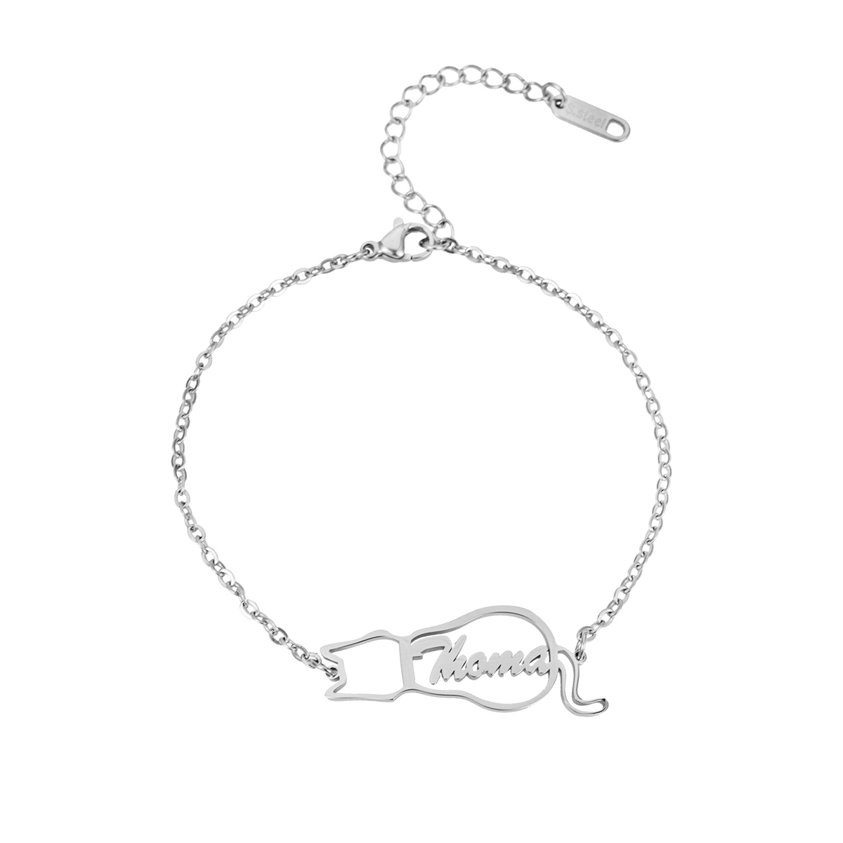 Custom Name Bracelets and Anklein of Cat Shaped Gift for Pet Lovers