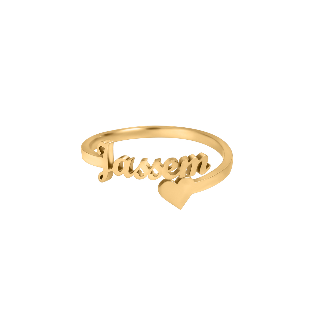 Custom Single Name Ring with Heart-shaped Open Design