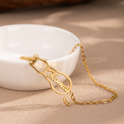 Custom Name Bracelets and Anklein of Cat Shaped Gift for Pet Lovers