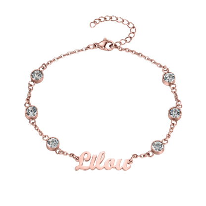 Custom Name Bracelets and Ankle Chains with Six Rhinestones Inlaid