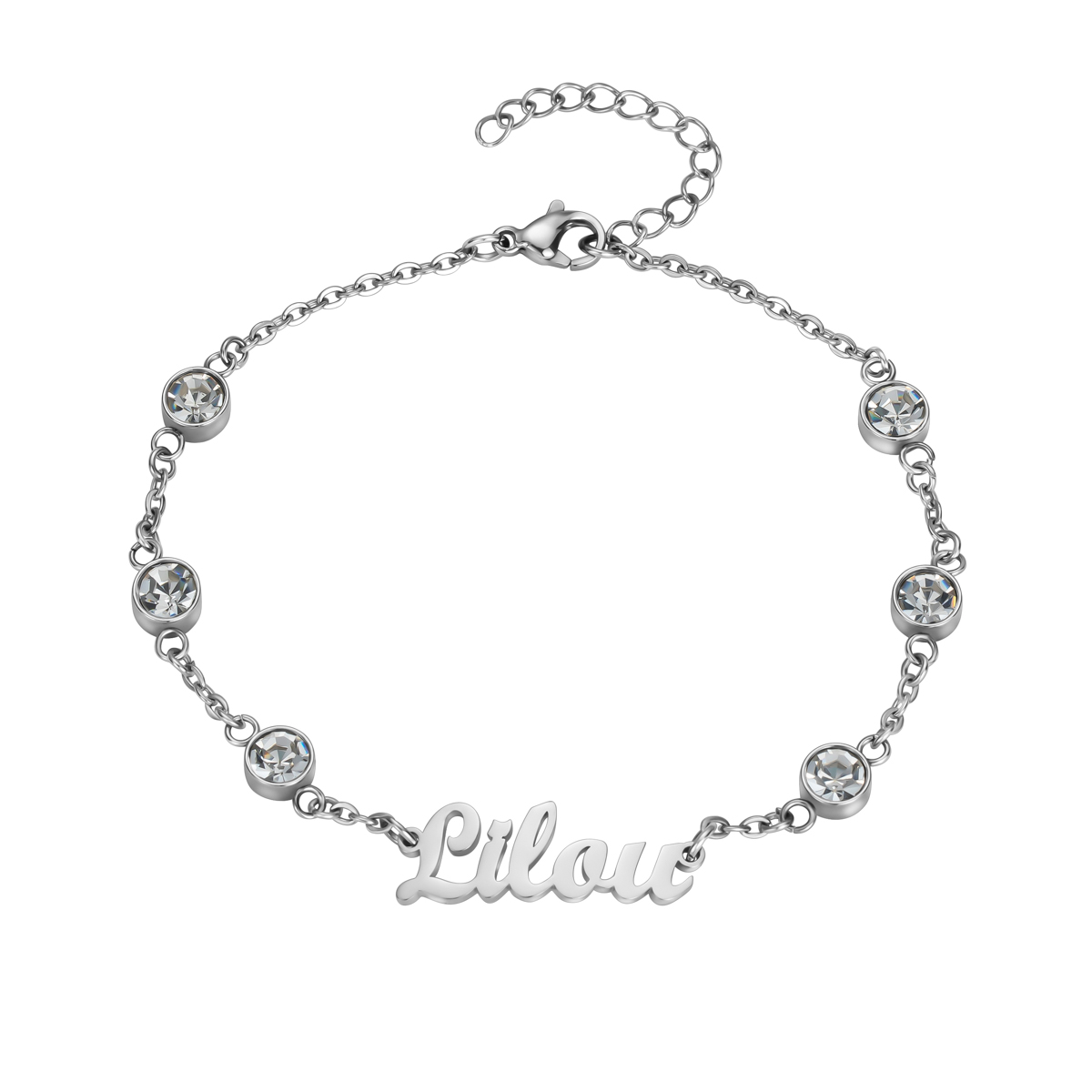 Custom Name Bracelets and Ankle Chains with Six Rhinestones Inlaid