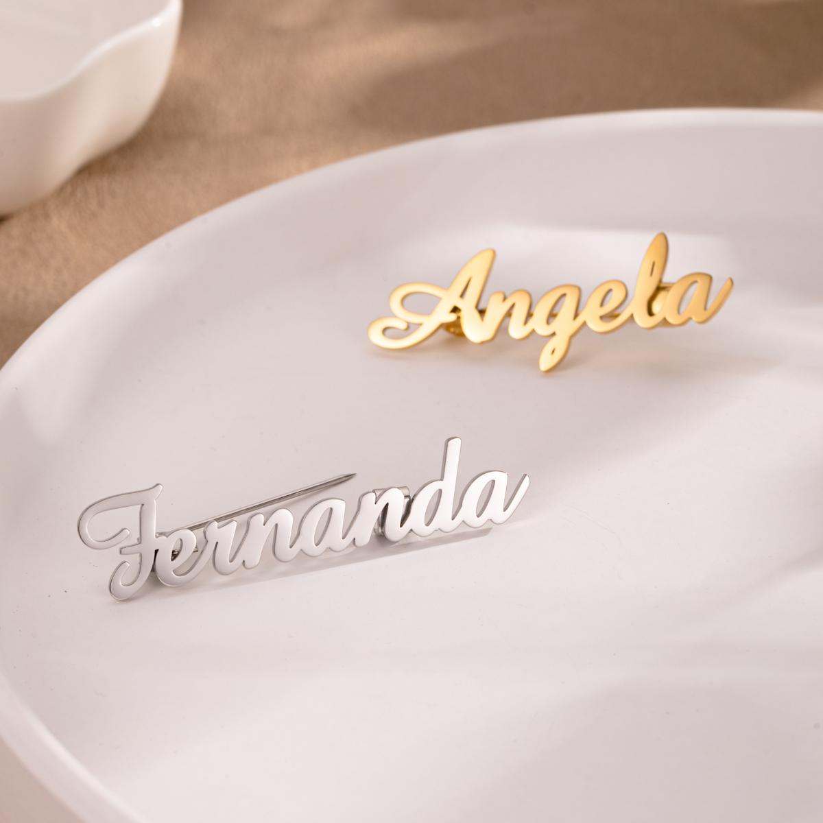 Custom Name Brooches with Artistic Fonts