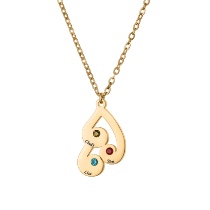 Custom Birthstone Name Engraved Necklace