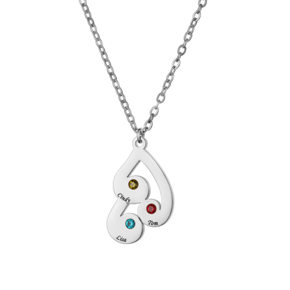 Custom Birthstone Name Engraved Necklace