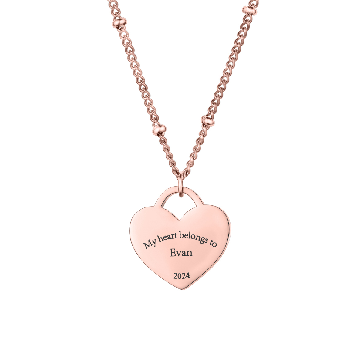 Custom Engraved Necklace in Heart Shape