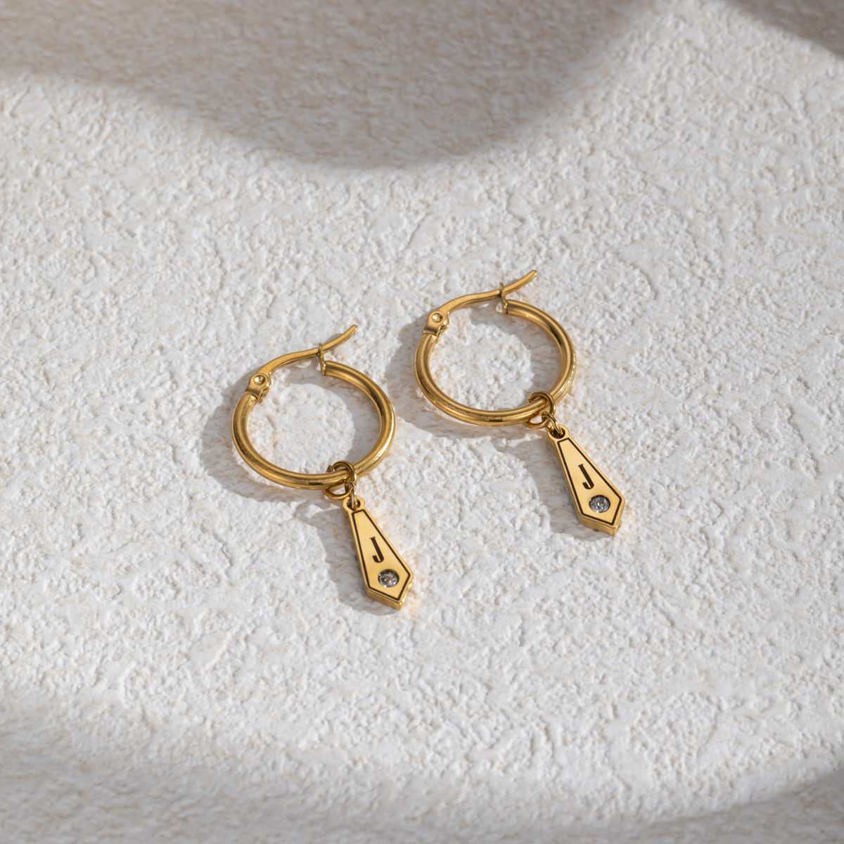 Custom Initial Earrings with Rhinestone