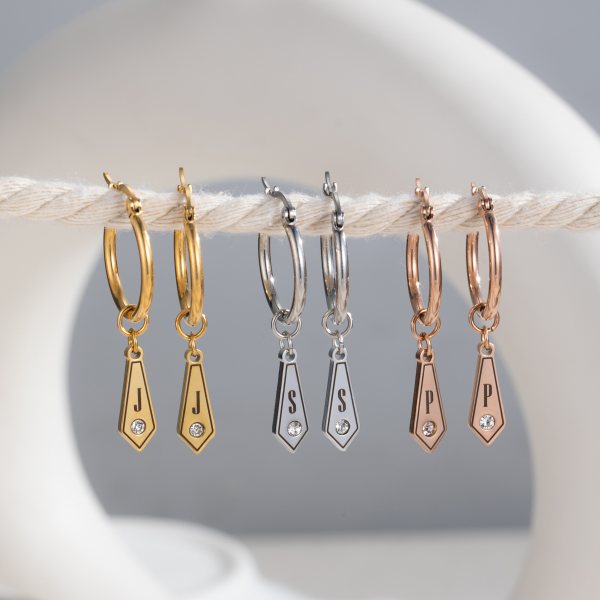 Custom Initial Earrings with Rhinestone