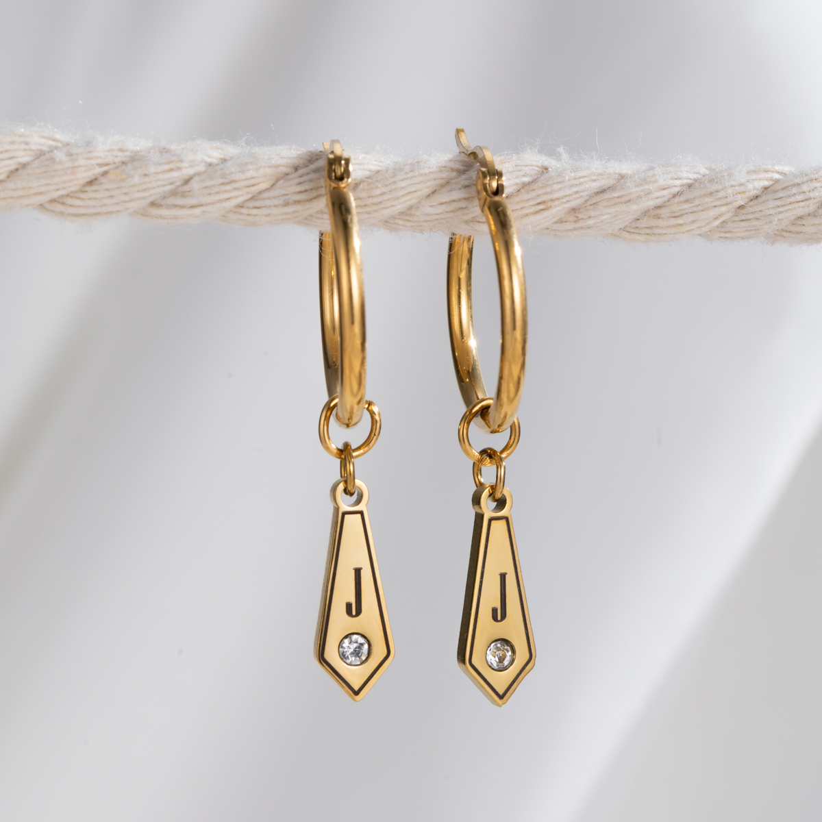 Custom Initial Earrings with Rhinestone