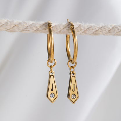 Custom Initial Earrings with Rhinestone