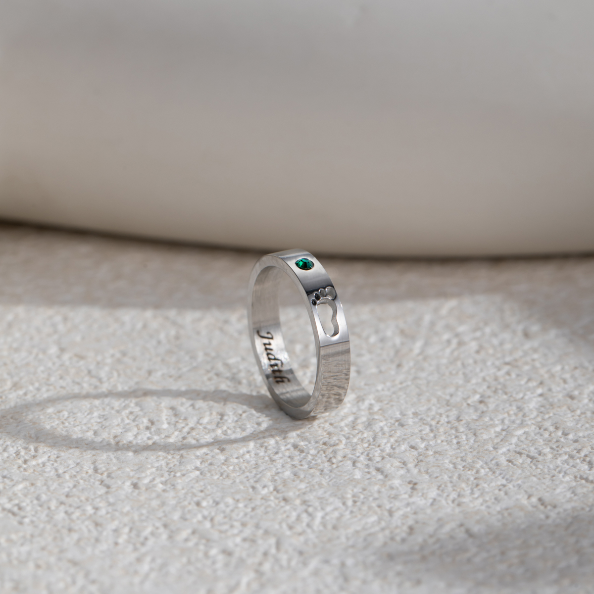 Custom Birthstone Name Engraved Ring