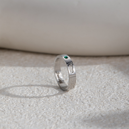 Custom Birthstone Name Engraved Ring