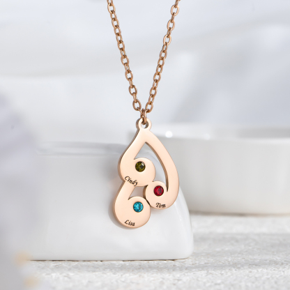 Custom Birthstone Name Engraved Necklace