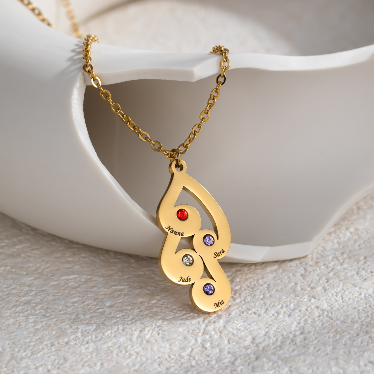 Custom Birthstone Name Engraved Necklace