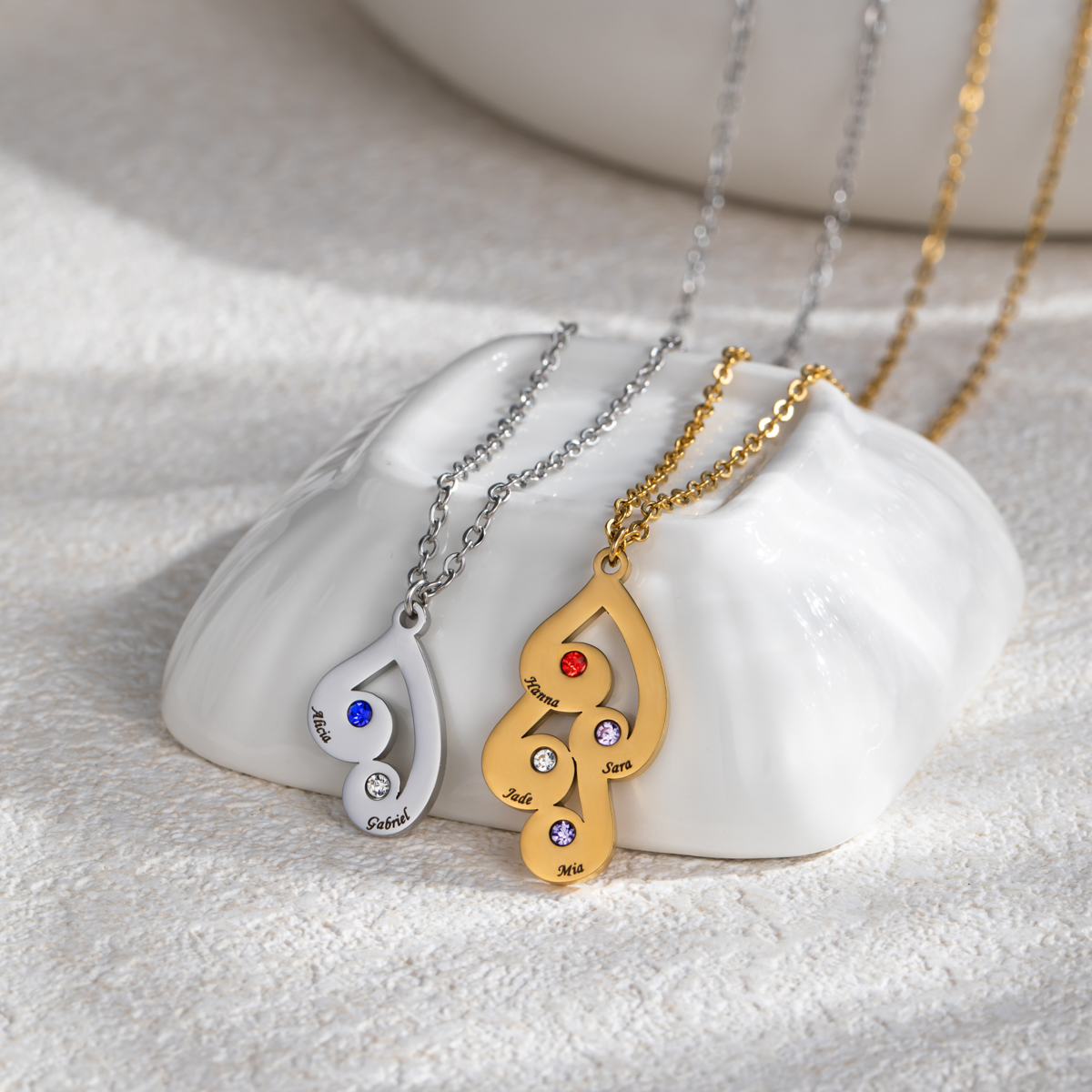 Custom Birthstone Name Engraved Necklace