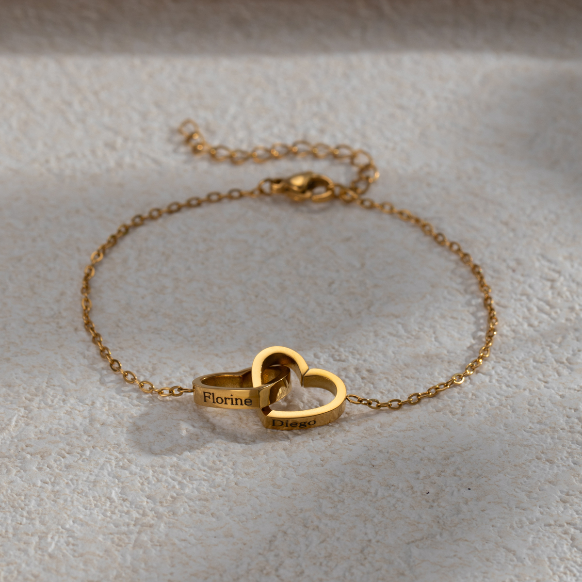 Customized Name Double Heart Intersect Necklace & Bracelet Sets