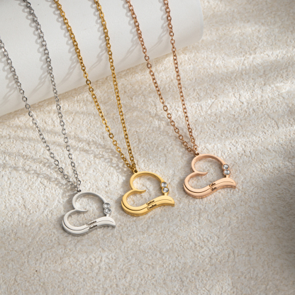 Custom Couple Name Heart Necklace With Birthstone