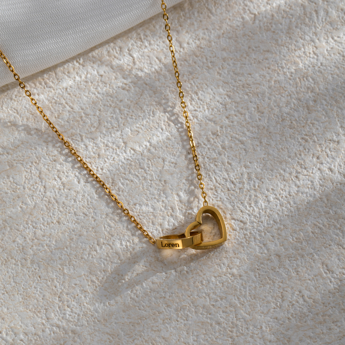 Customized Name Double Heart Intersect Necklace & Bracelet Sets