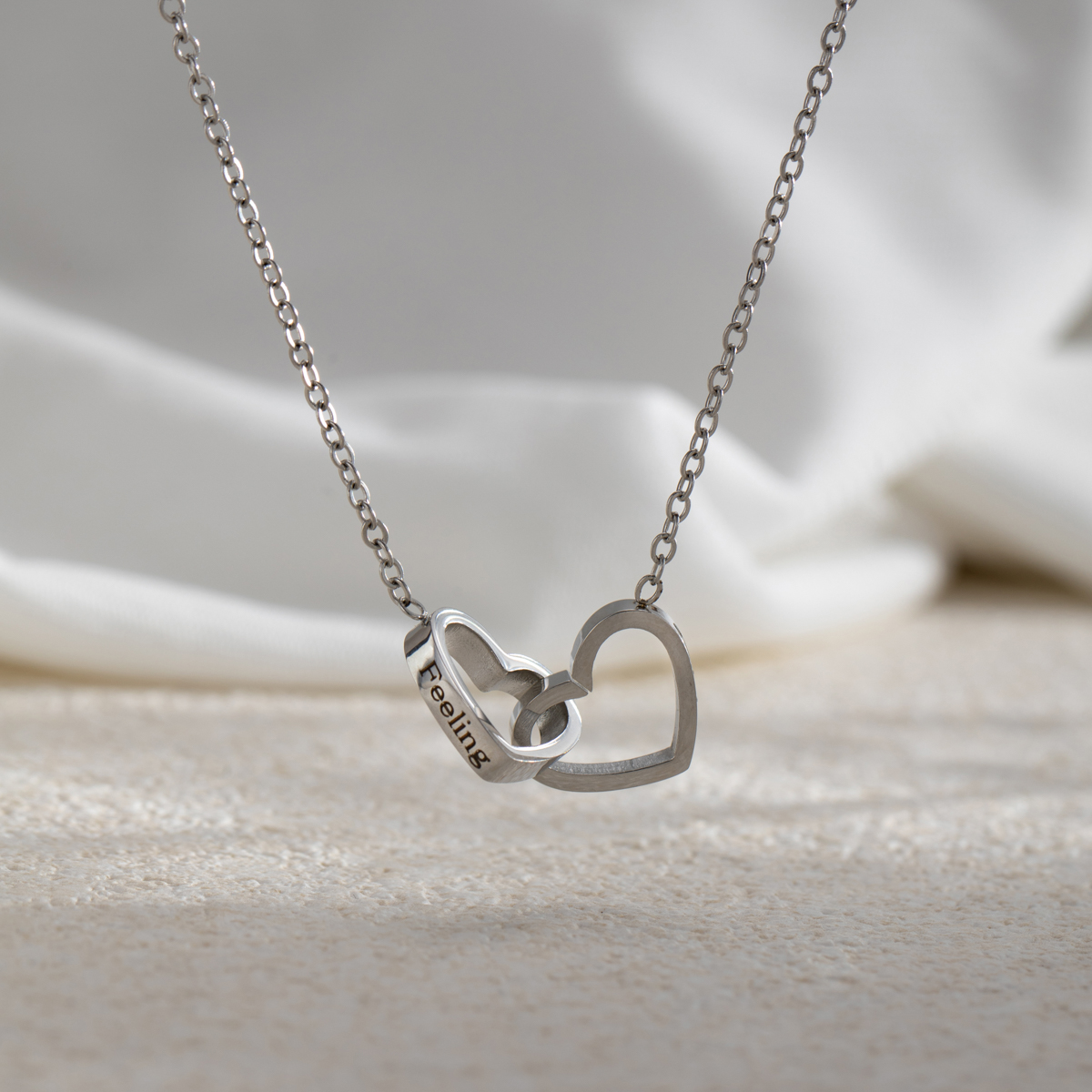 Customized Name Double Heart Intersect Necklace & Bracelet Sets