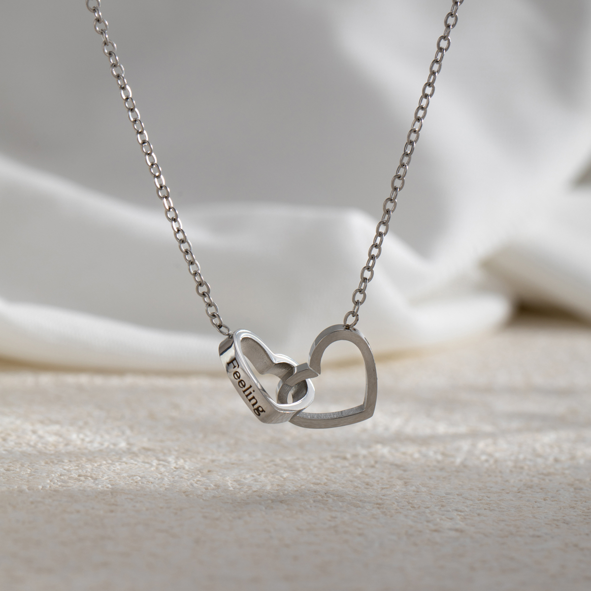 Customized Name Double Heart Intersect Necklace & Bracelet Sets