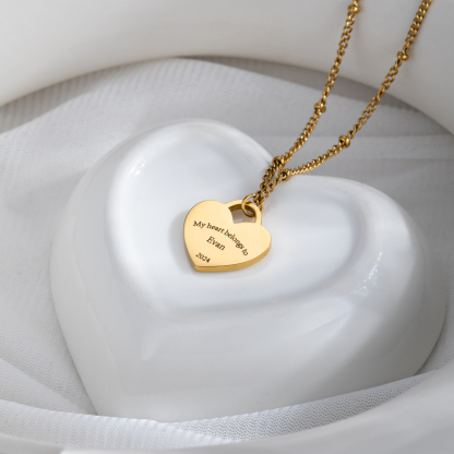 Custom Engraved Necklace in Heart Shape