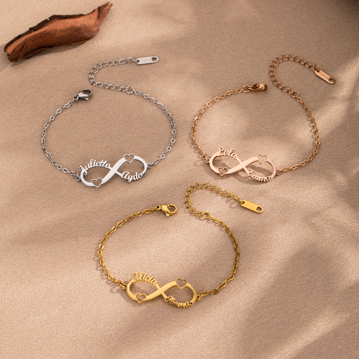 Custom Infinite Loop Bracelet Chain Style with Names-Spefeel