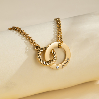 Customized Double Circle Interlock Necklace & Bracelet Sets