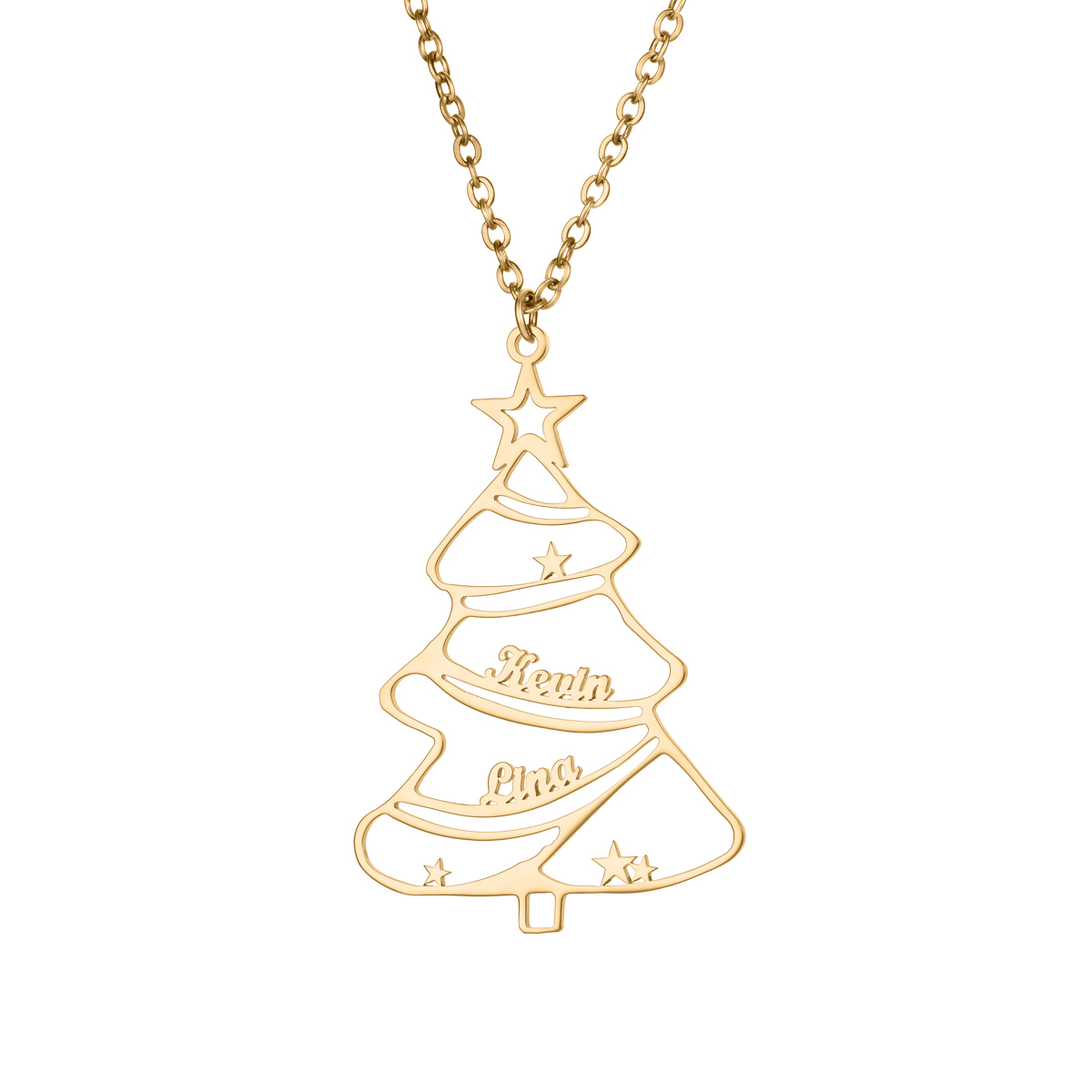 Personalized Christmas Tree Name Necklace