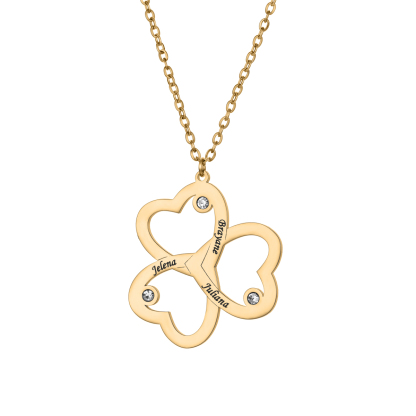 Clover Custom Necklace with Three Names and Birthstones