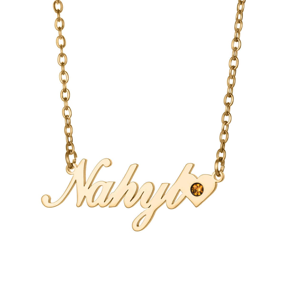 Custom Name Birthstone Necklace with Heart