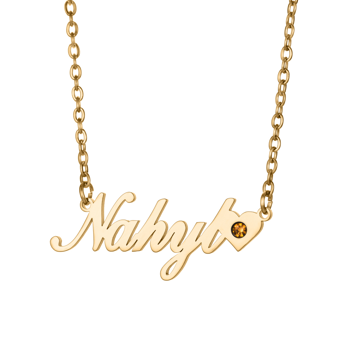 Custom Name Birthstone Necklace with Heart