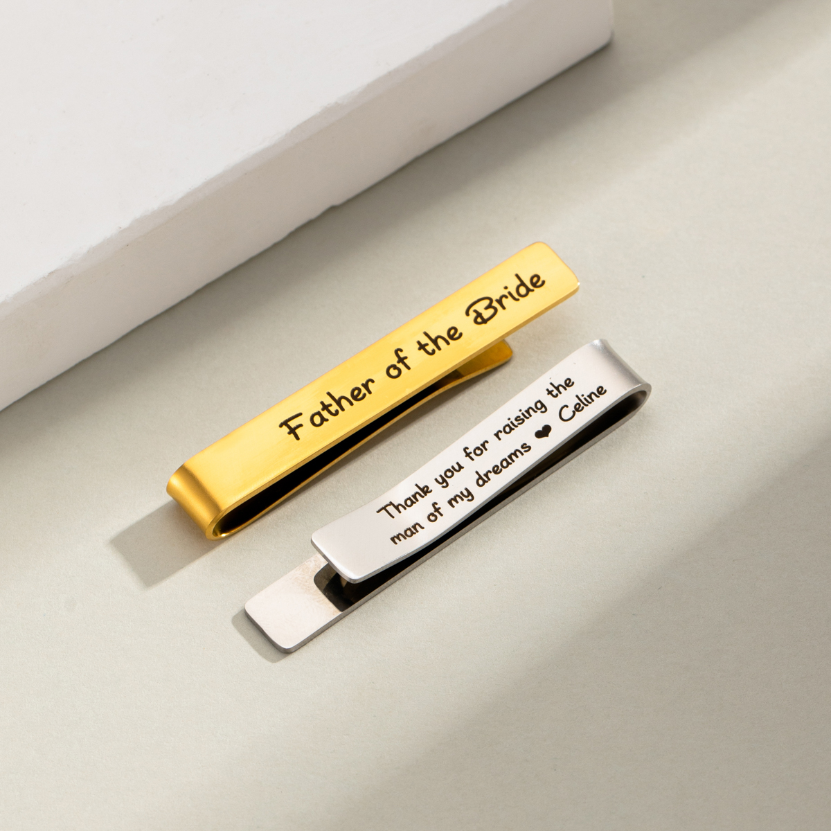 Double-sided Customized Words Engraved Tie Clip