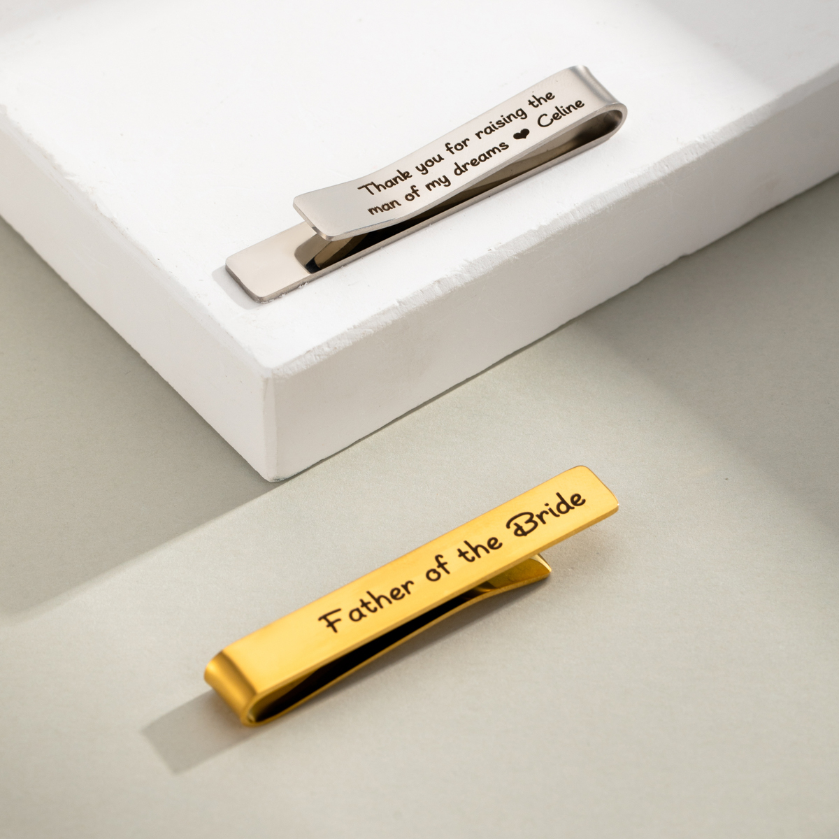 Double-sided Customized Words Engraved Tie Clip