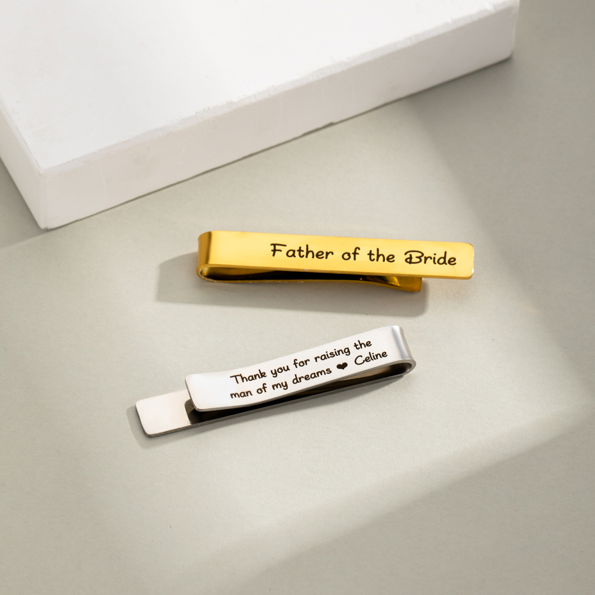 Double-sided Customized Words Engraved Tie Clip
